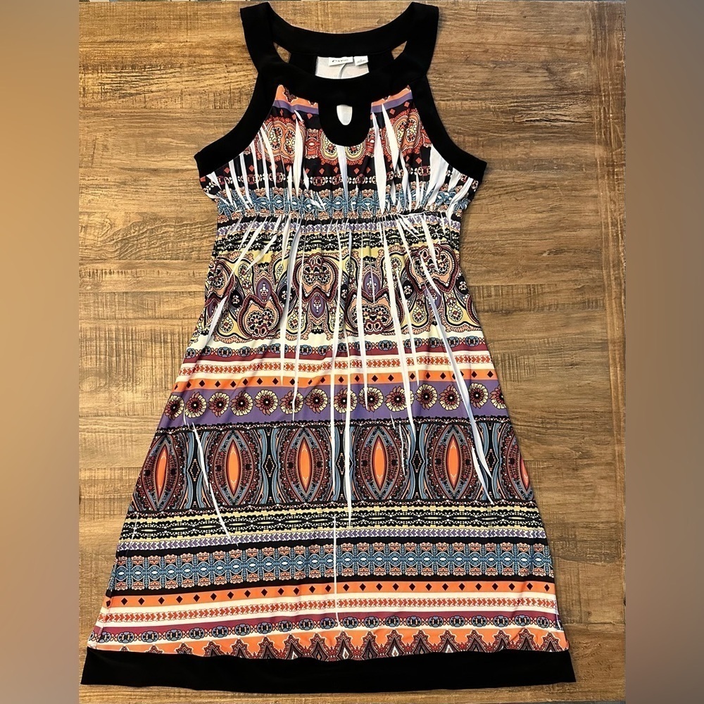 Halter Type Sleeveless Dress Bright Multiple colors Unique print design Size M